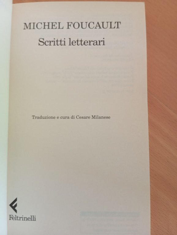 Scritti letterari, Michel Foucault, Feltrinelli, 2004