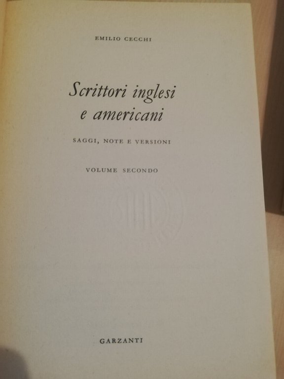 Scrittori inglesi e americani, 2 volumi, Emilio Cecchi, 1976, Garzanti