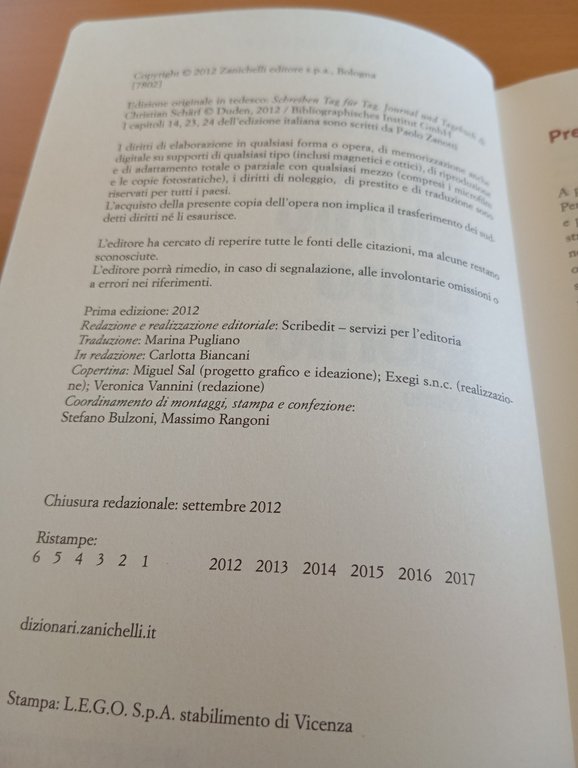 Scrivere giorno dopo giorno. Il diario, Christian Scharf, Zanichelli, 2012