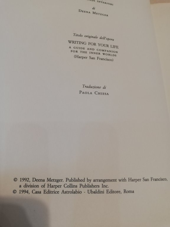 Scrivere per crescere, Deena Metzger, Astrolabio, 1994 | Immagine Gallery 15