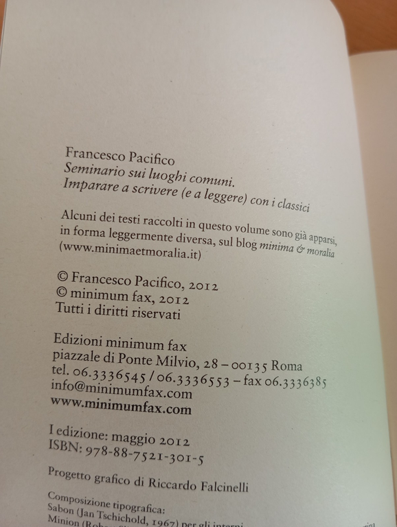 Seminario sui luoghi comuni, Francesco Pacifico, Minimum fax, 2012 | Immagine Gallery 6