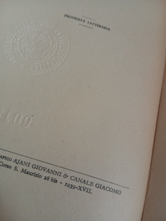 Sepolcri e liriche, Ugo Foscolo, Lattes, 1939