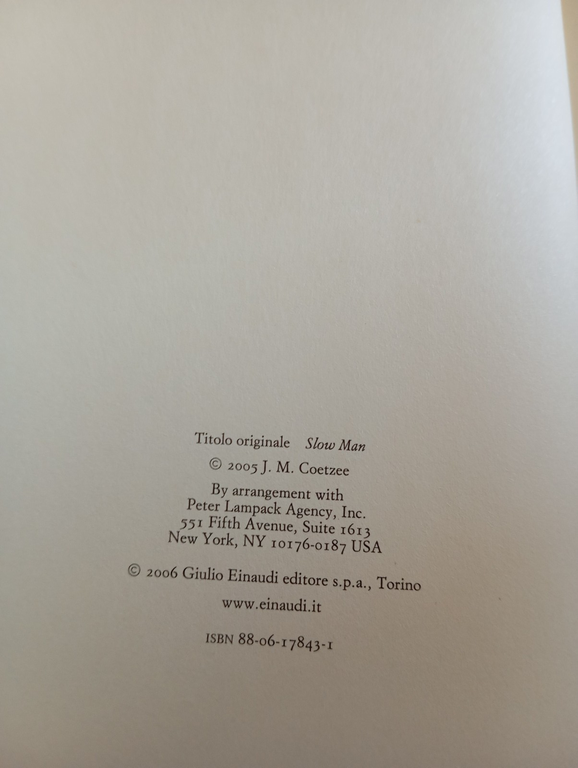 Slow Man, J. M. Coetzee, Einaudi, 2006 | Immagine Gallery 8