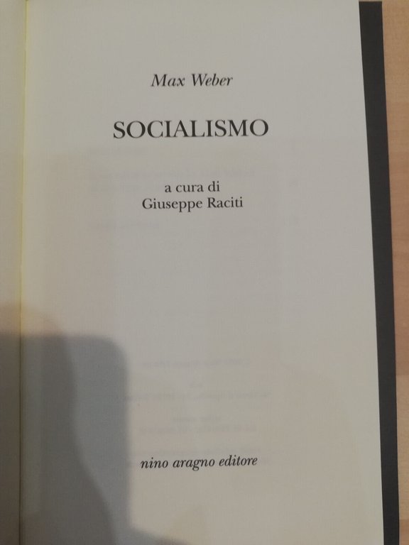 Socialismo, Max Weber, Nino Aragno, 2022