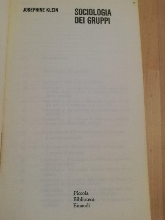 Sociologia dei gruppi, Josephine Klein, 1968, Einaudi