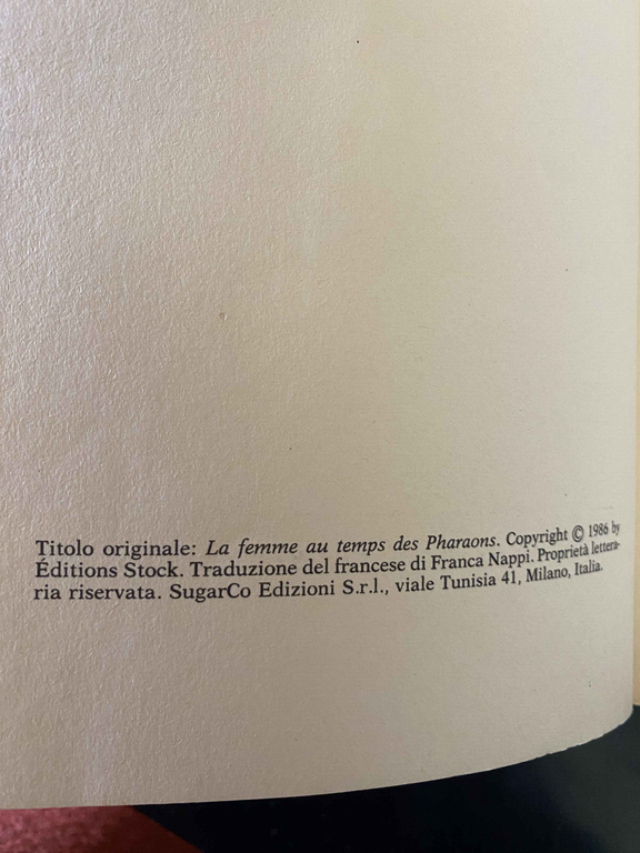 Sotto l'oro del volto, Christiane Desroches Noblecourt, SugarCo, 1986