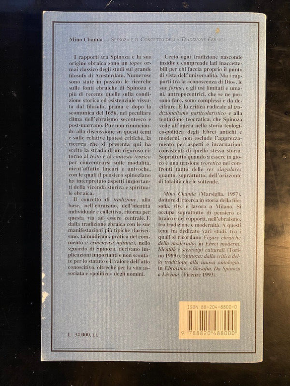 Spinoza e il concetto della tradizione ebraica, Mino Chamla, 1996, …