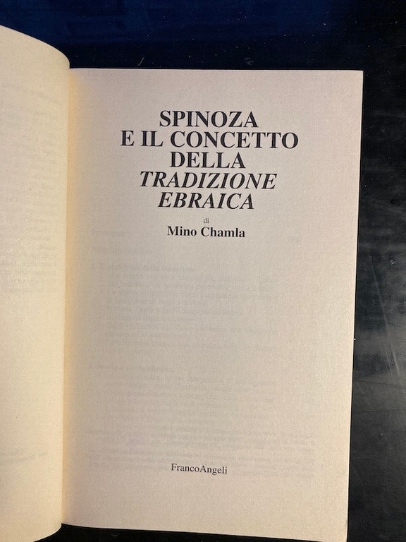 Spinoza e il concetto della tradizione ebraica, Mino Chamla, 1996, …