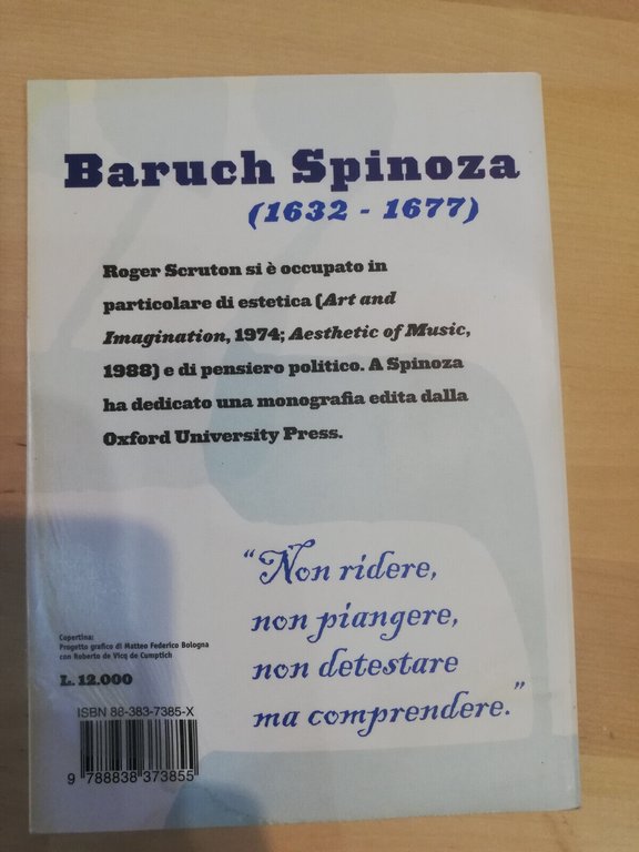 Spinoza, Roger Scruton, Sansoni, 1998