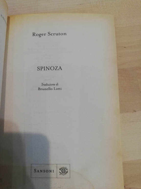 Spinoza, Roger Scruton, Sansoni, 1998