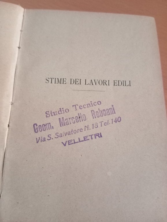 Stime dei lavori edili, Isidoro Andreani, Hoepli, 1925