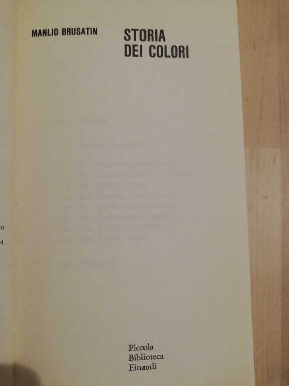 Storia dei colori, Manlio Brusatin, 1983, Piccola Biblioteca Einaudi