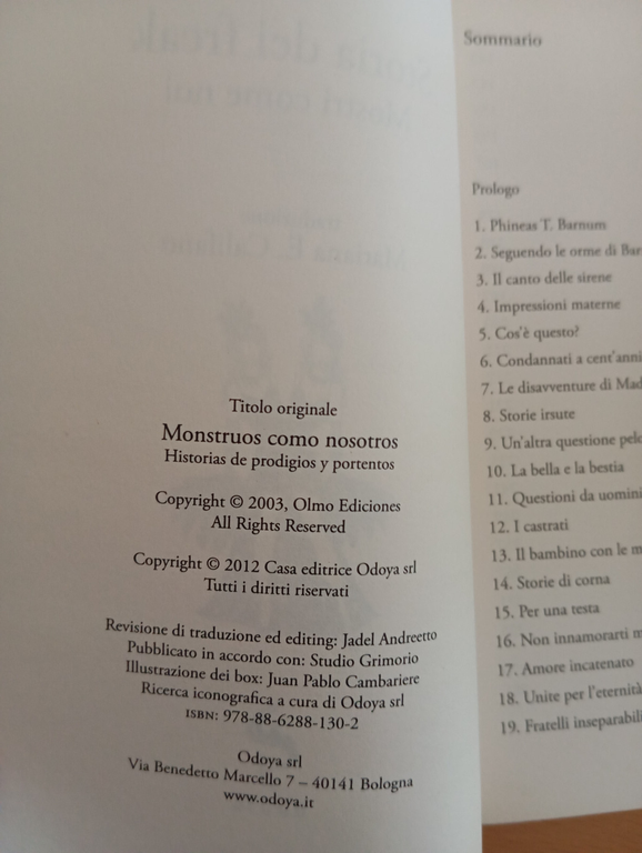 Storia dei freak. Mostri come noi, Omar lopez Mato, Odoyo, …