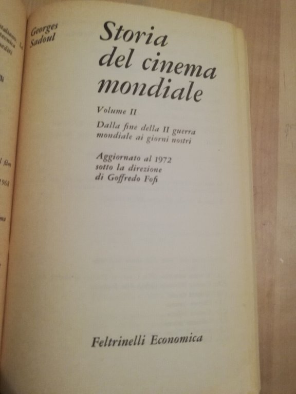 Storia del cinema mondiale, 2 volumi, Georges Sadoul, 1977, Feltrinelli