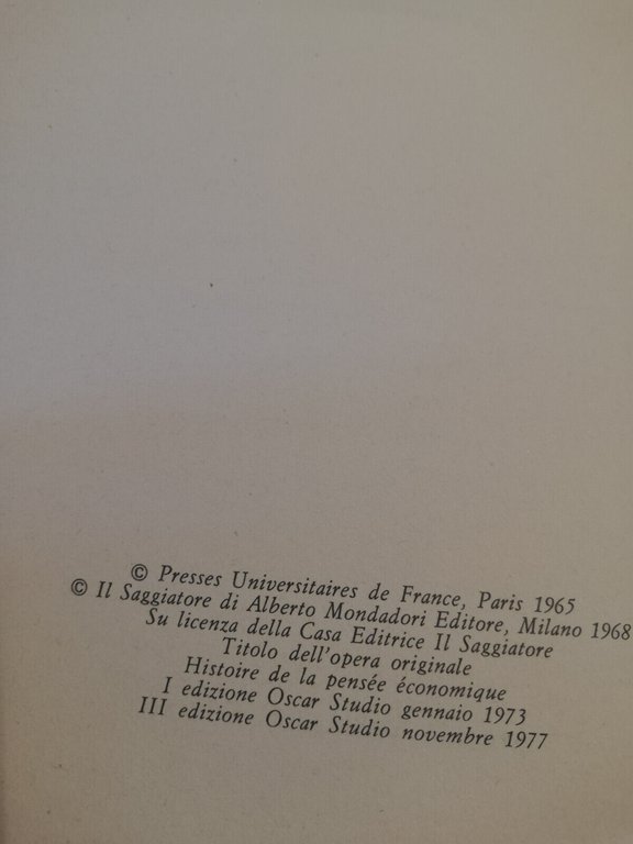 Storia del pensiero economico, due volumi, Henri Denis, 1977 Mondadori