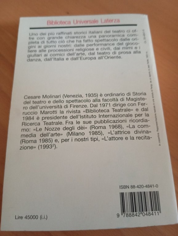 Storia del teatro, Cesare Molinari, Laterza, 1996