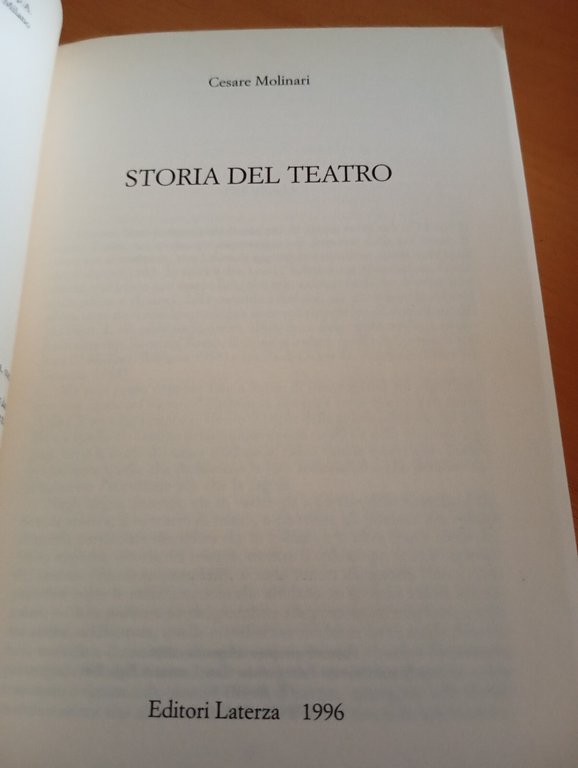 Storia del teatro, Cesare Molinari, Laterza, 1996
