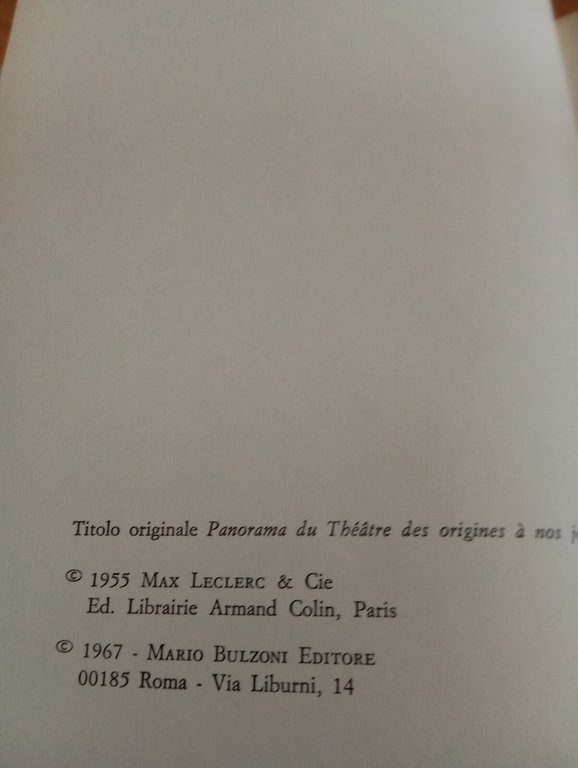 Storia del teatro, Leon Chancerel, Bulzoni 1967