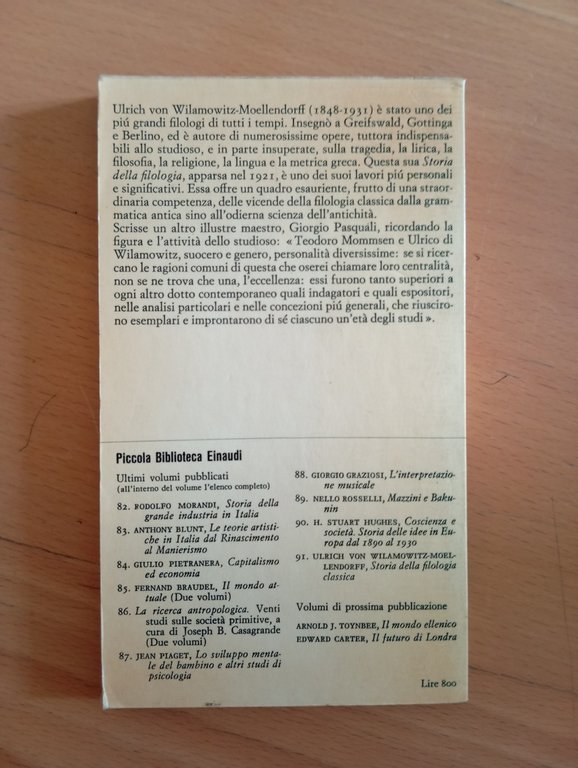 Storia della filologia classica, U. von Wilamowitz-Moellendorff Einaudi PBE 1967 | Immagine Gallery 4