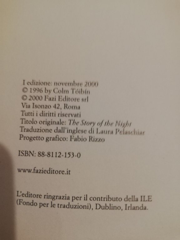 Storia della notte, Colm Toibin, 2000, Fazi