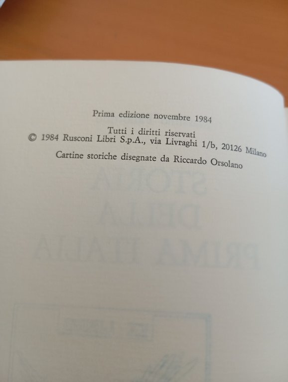 Storia della prima Italia, Massimo Pallottino, Rusconi, 1984