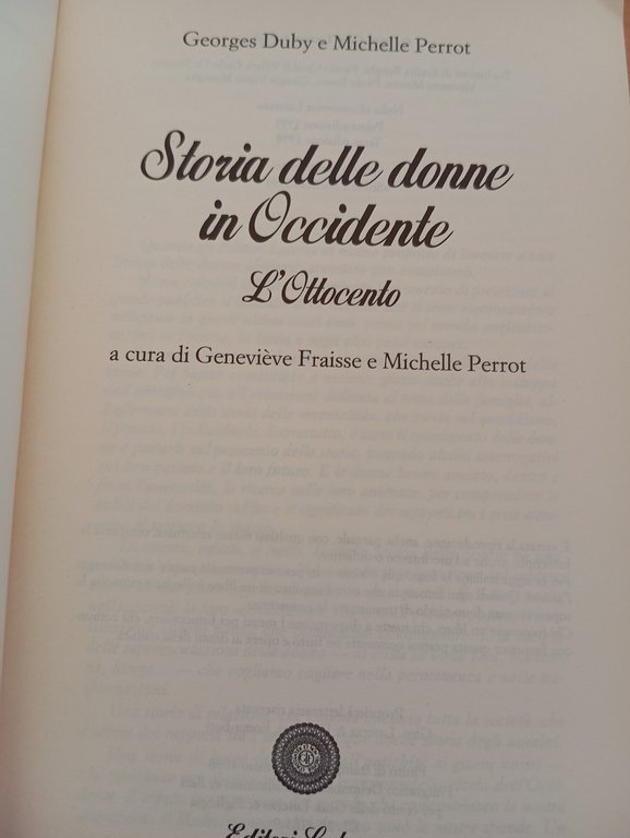Storia delle donne. L'Ottocento, Duby - Perrot, Laterza, 1991