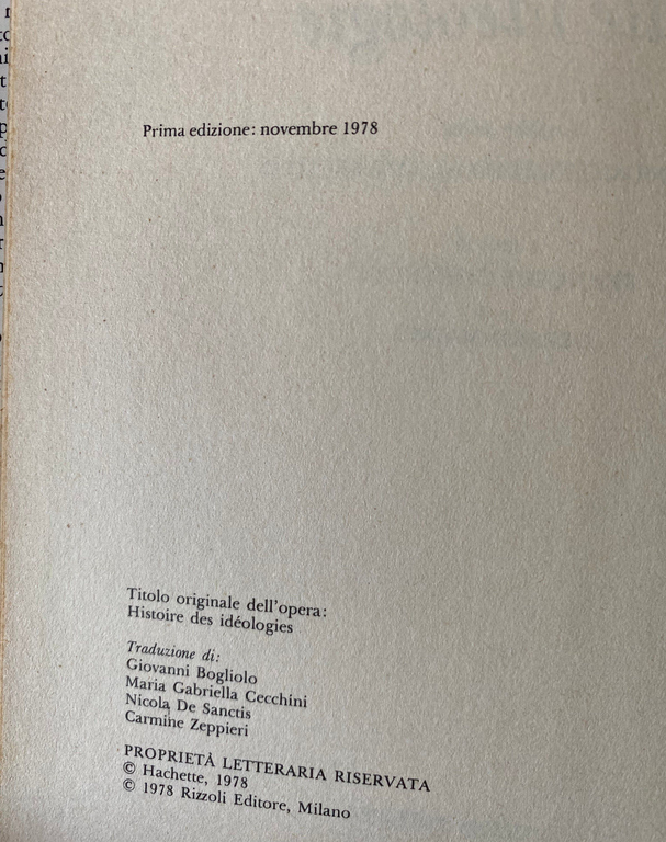 Storia delle ideologie, due volumi, Francois Chatelet, Rizzoli, 1978