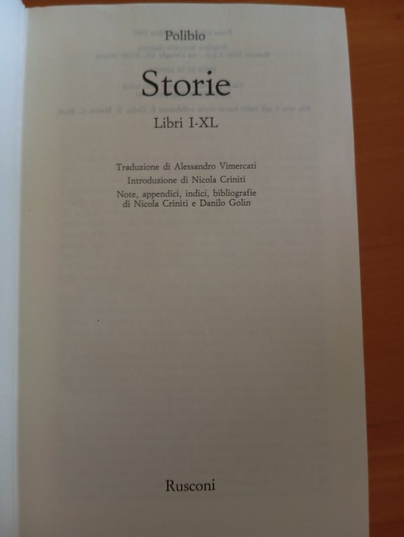 Storie. Libri i-xl, Polibio, Rusconi, 1987 | Immagine Gallery 8