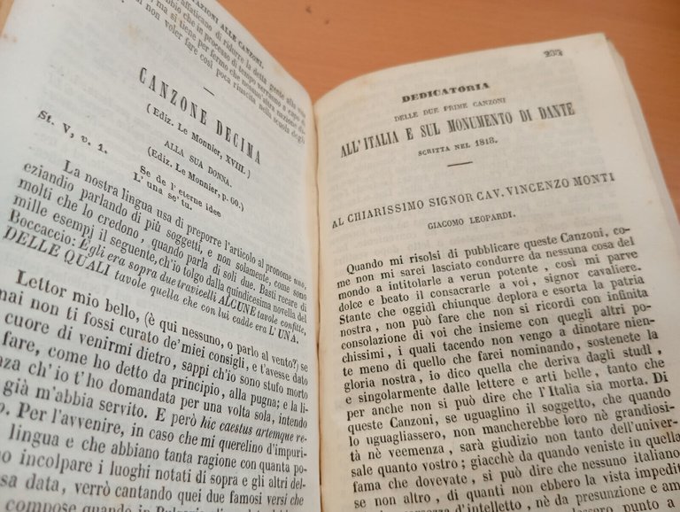 Studi filologici volume terzo, Giacomo Leopardi, Ordinate da Pellegrini, 1855