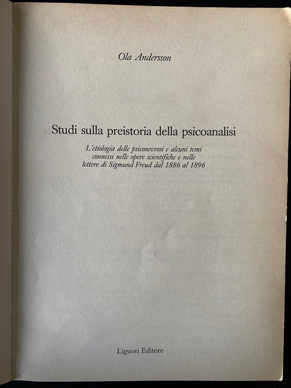 Studi sulla preistoria della psicoanalisi, Ola Andersson, Liguori, 1990