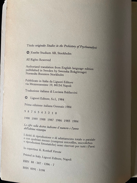 Studi sulla preistoria della psicoanalisi, Ola Andersson, Liguori, 1990