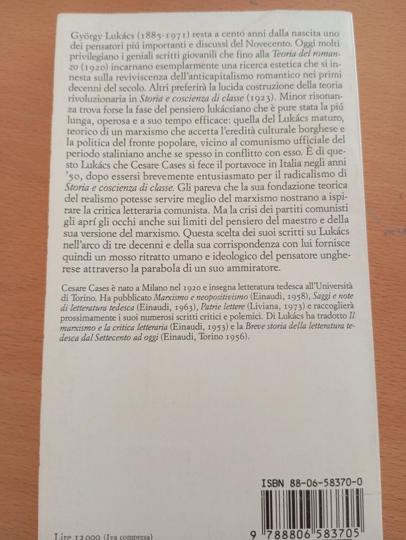 Su Lukacs. Vicende di un'interpretazione, Cesare Cases, Einaudi, 1985