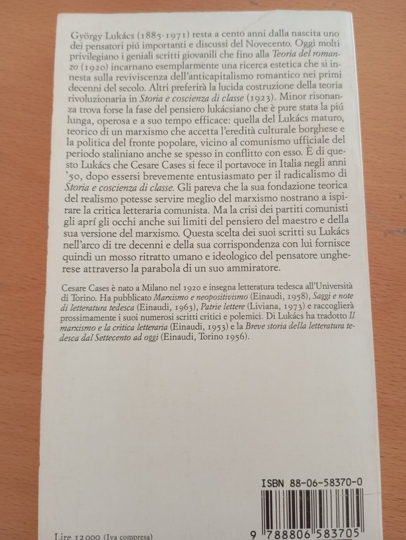 Su Lukacs. Vicende di un'interpretazione, Cesare Cases, Einaudi, 1985