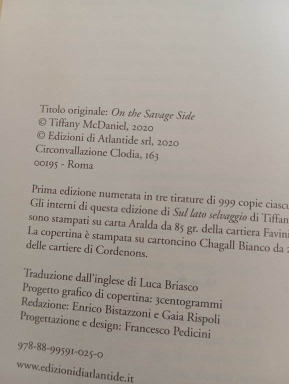 Sul lato selvaggio, Tiffany McDaniel, Atlantide, 2020, copia numerata