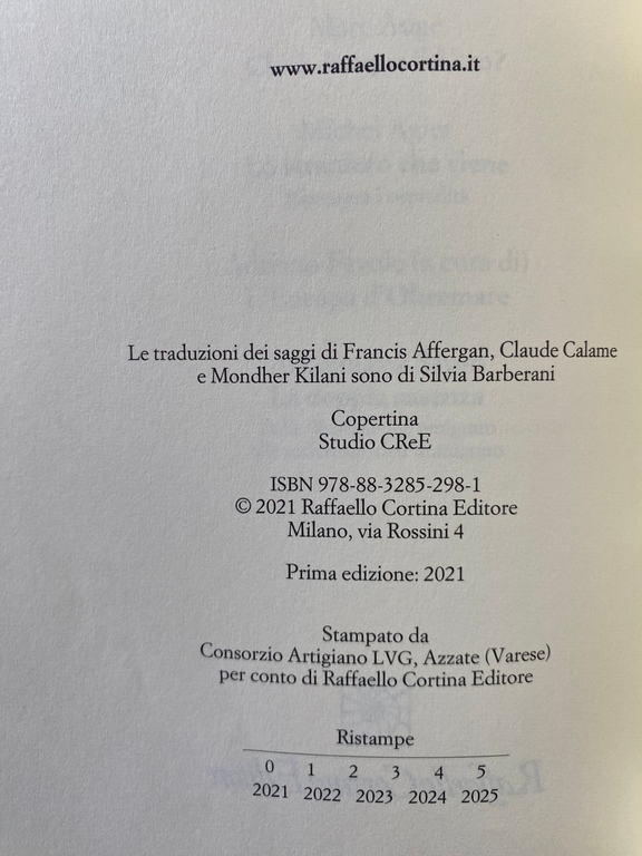 Sull'identità, Francesco Remotti (a cura), Raffaello Cortina Editore, 2021