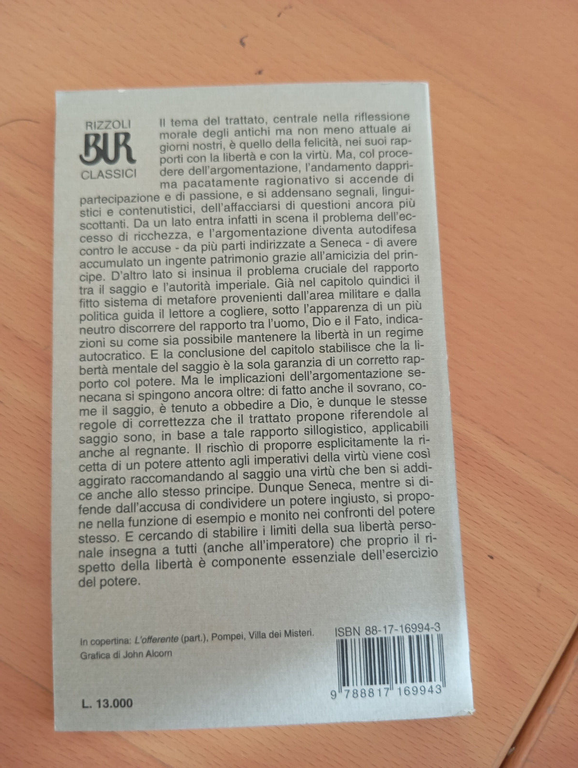 Sulla felicità, Lucio Anneo Seneca, Rizzoli BUR, 1996