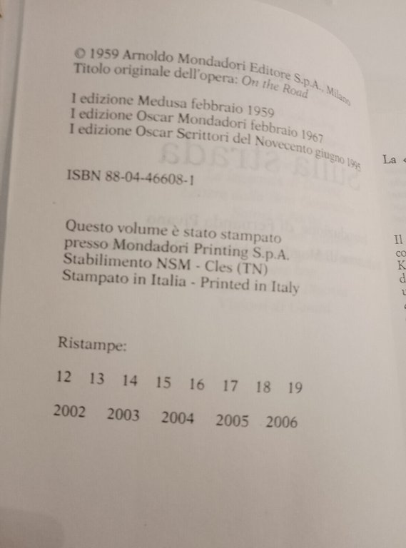 Sulla strada, jack Kerouac, Mondadori 2006, ottimo