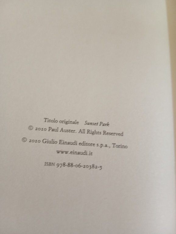 Sunset park, Paul Auster, Einaudi, 2010