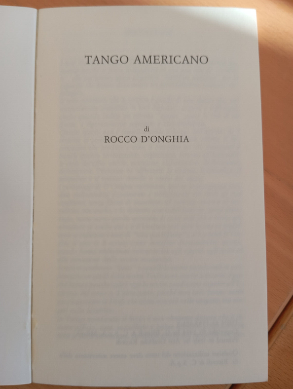 Tango americano, Rocco D'Onghia, Ricordi, 1994, Fuori catalogo