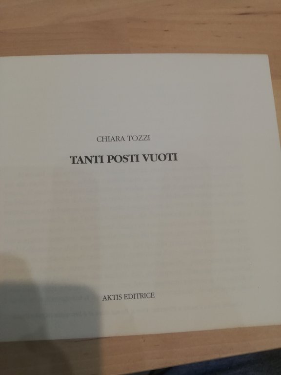Tanti posti vuoti, Chiara Tozzi, Aktis editrice, 1994 | Immagine Gallery 10