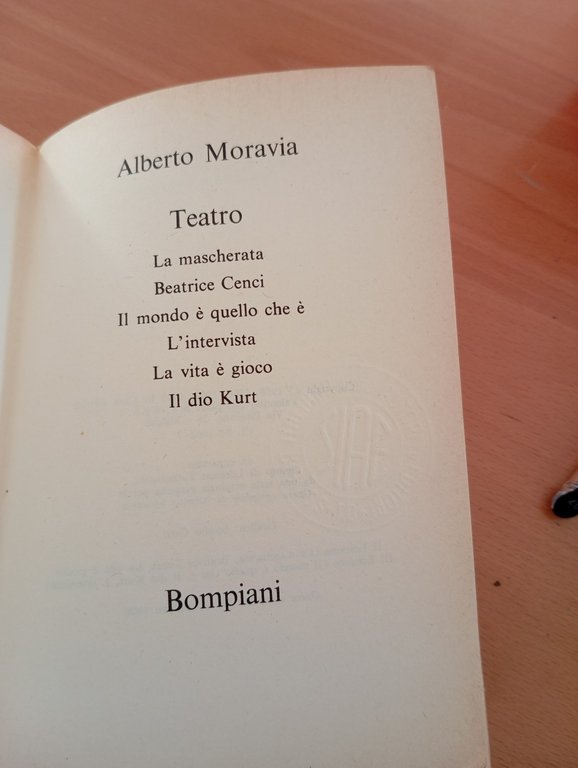 Teatro, Alberto Moravia, Opere complete 16, Bompiani, 1976