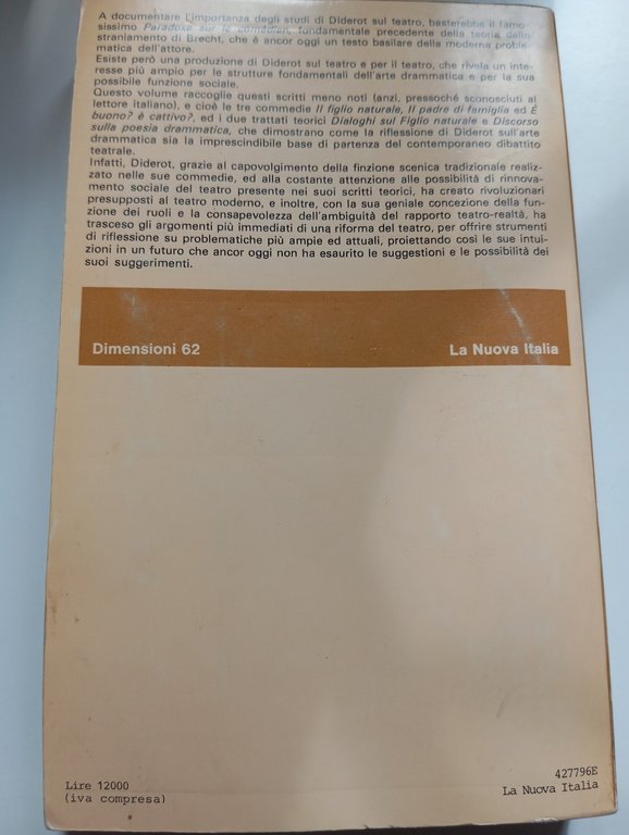 Teatro e scritti sul teatro, Denis Diderot, La nuova Italia, …