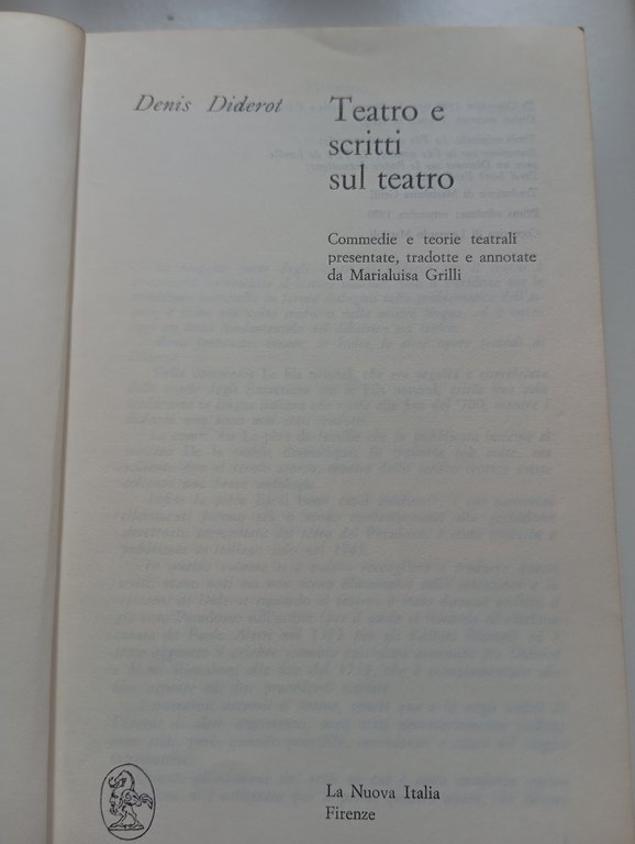 Teatro e scritti sul teatro, Denis Diderot, La nuova Italia, …
