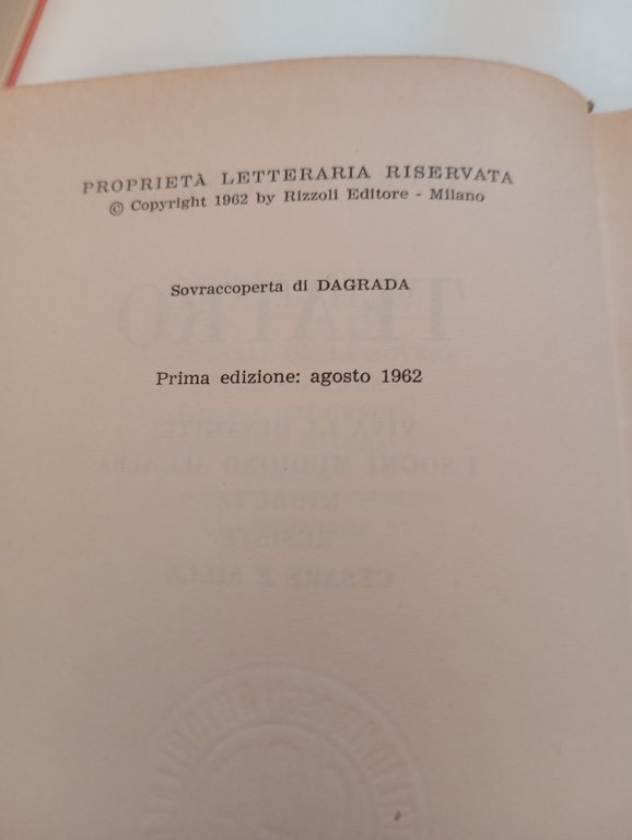 Teatro, Indro Montanelli, Rizzoli, 1962