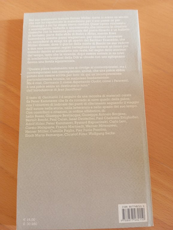Teatro IV, Heiner Muller, Germania 3 spetttri sull'uomo morto Ubulibri …