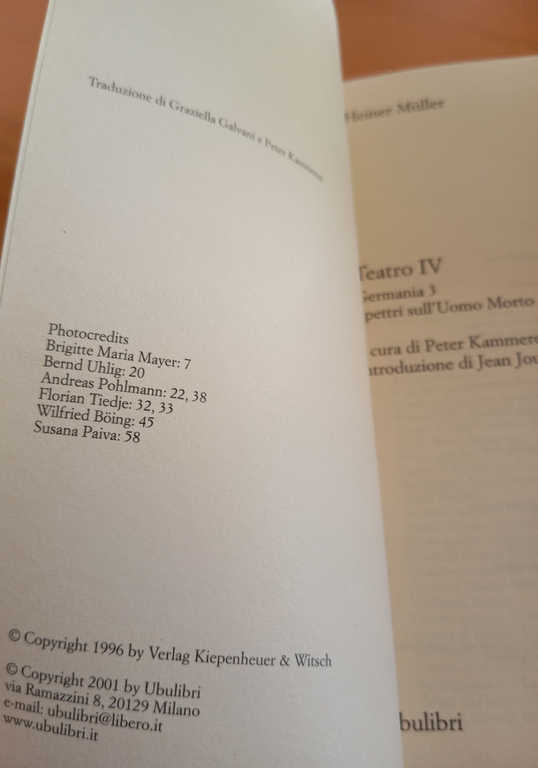 Teatro IV, Heiner Muller, Germania 3 spetttri sull'uomo morto Ubulibri …