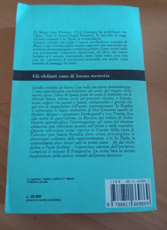 Teatro, Mario Luzi, Garzanti, 1993
