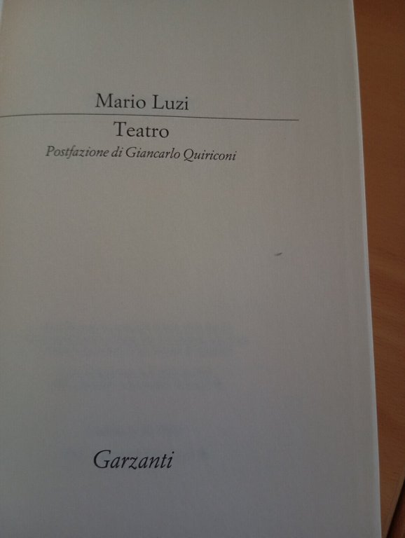 Teatro, Mario Luzi, Garzanti, 1993