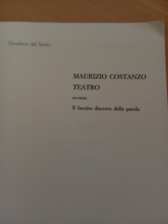 Teatro, Maurizio Coatanzo, Gremese Editore, 1990