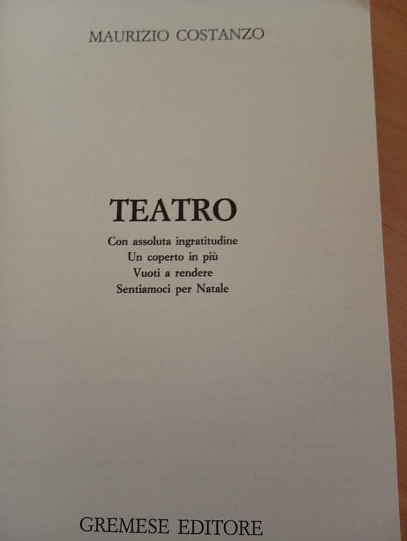 Teatro, Maurizio Coatanzo, Gremese Editore, 1990